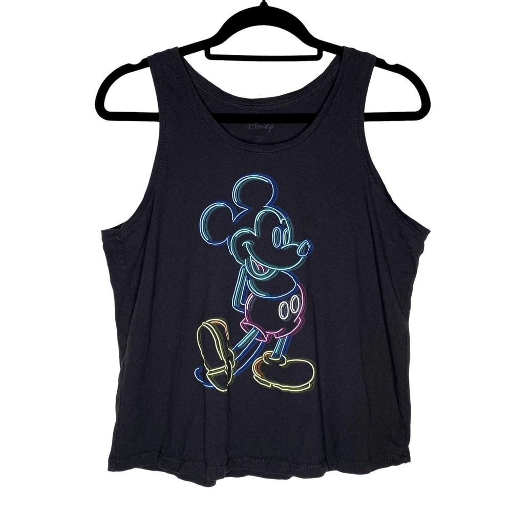 Disney Mickey Mouse Neon Line Portrait Tank Top Workout Pullover Black Size XL